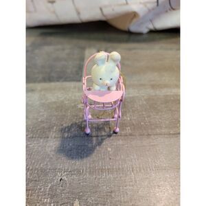 Bunny rabbit pink high chair baby ornament Xmas decor